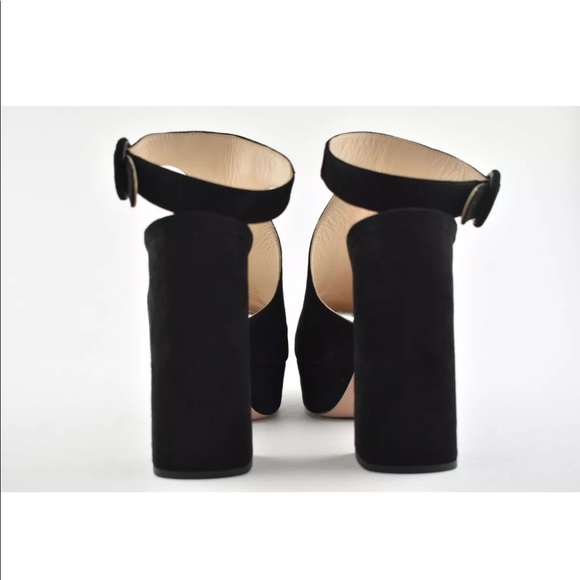 Prada Black Suede Platform Heel Pumps Size 39.5 - Picture 4 of 12